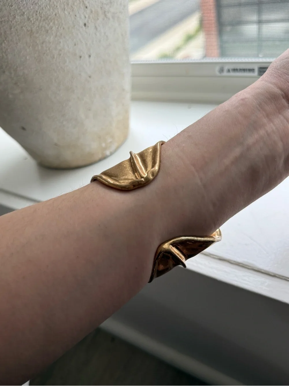Bold Gold Sculptural Cuff Bracelet — Women's Fashion Bracelet